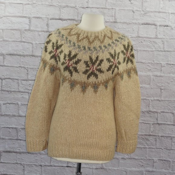 Vintage Sweaters - Vintage 70s Fair Isle Handknit Sweater